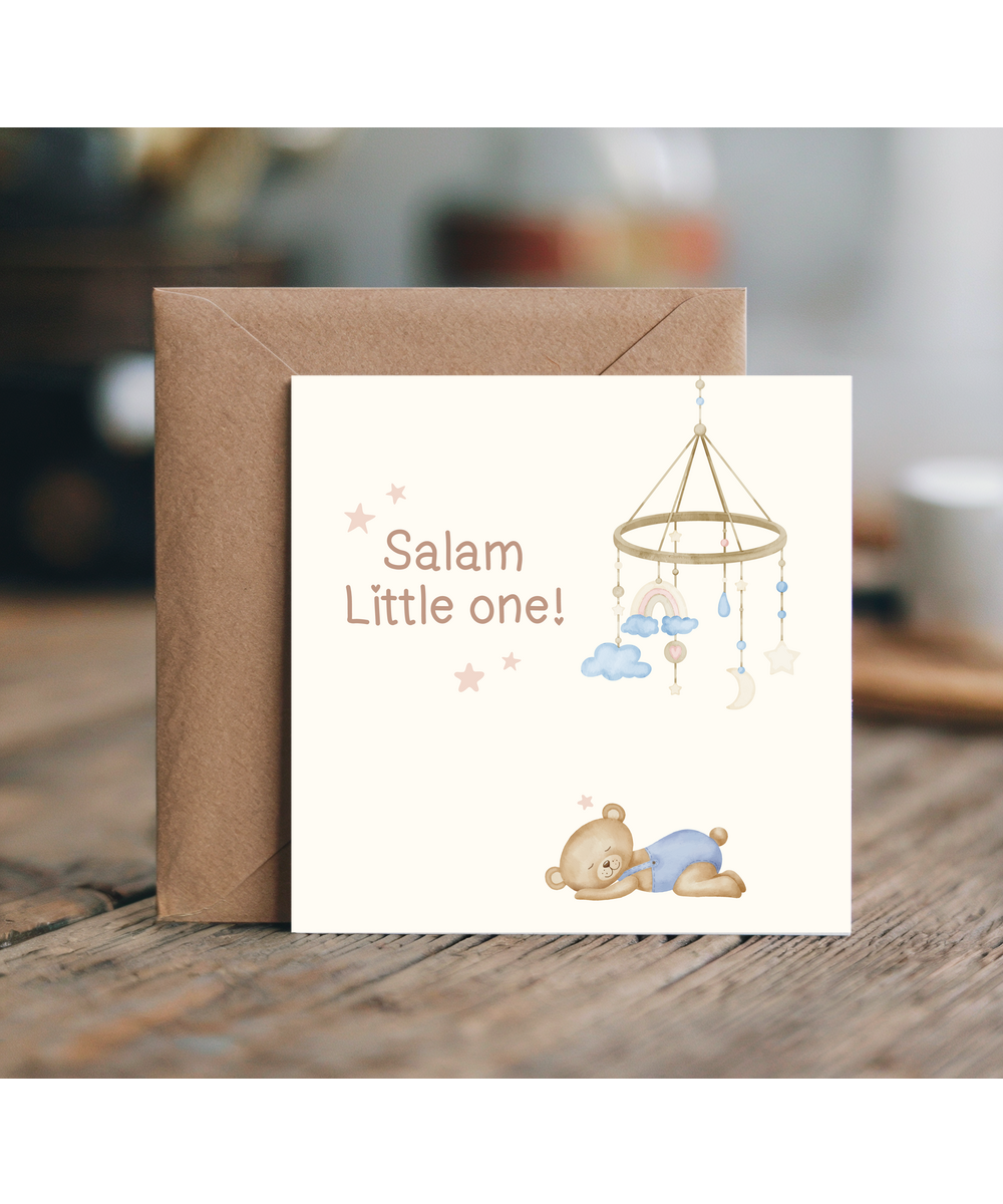 Baby Boy Greetings Card Salam Little One Arabic Newborn Blessings