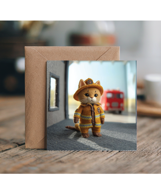2D felt style cat firefighter