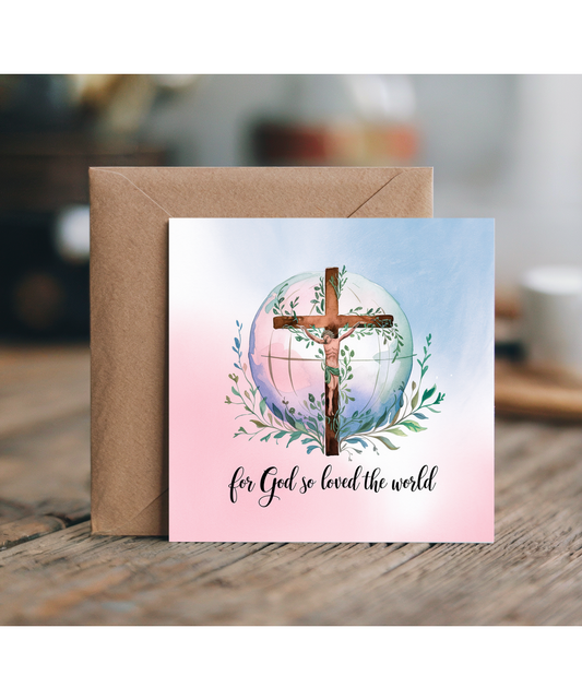 For God so loved the world Card Bible quote Christian Jesus