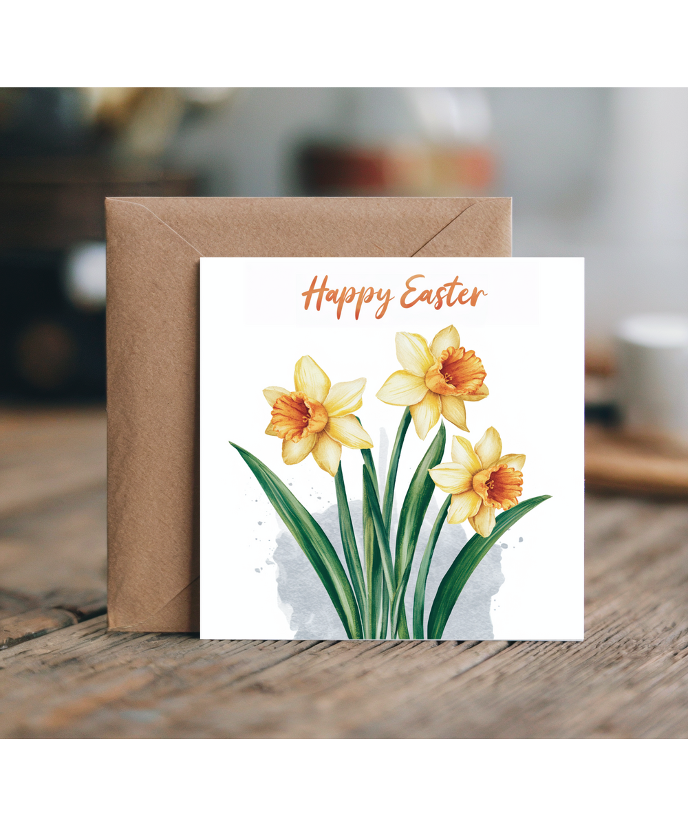 watercoloured daffodils happy easter