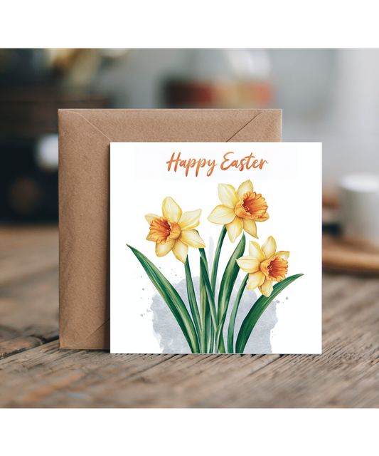 watercoloured daffodils happy easter