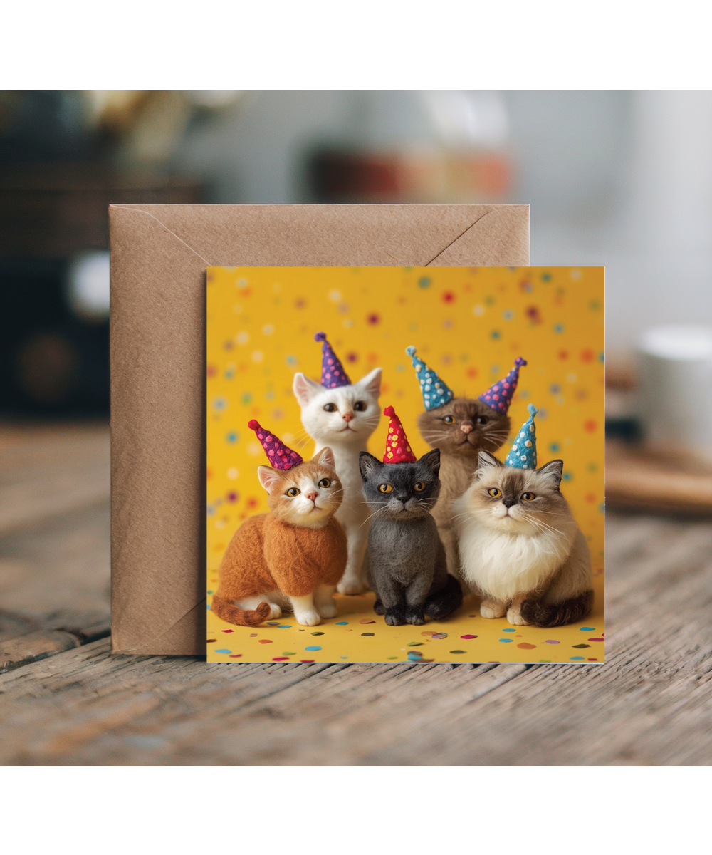 2D felt style Birthday party cats