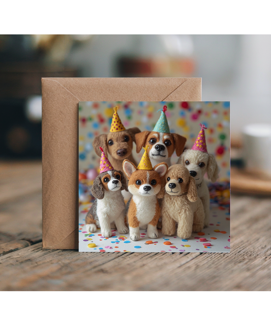 2D Felt Style Birthday party dogs