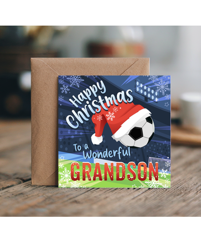 Happy Christmas Card to a Wonderful Grandson Football Lover