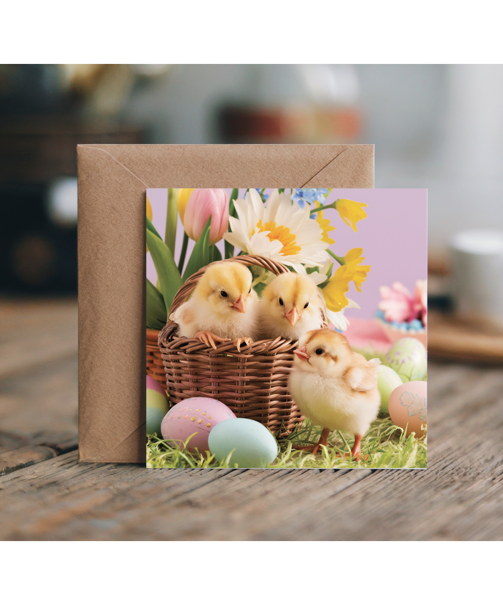 adorable baby chicks in easter basket
