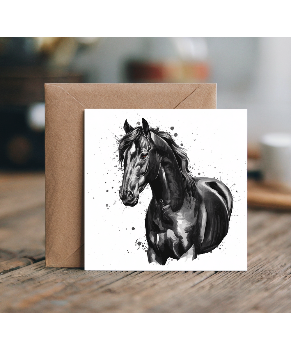 Watercolour Illustrated Black Horse