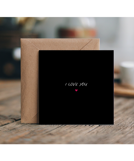 Minimalist Black Valentines Anniversary Love Card I Love You