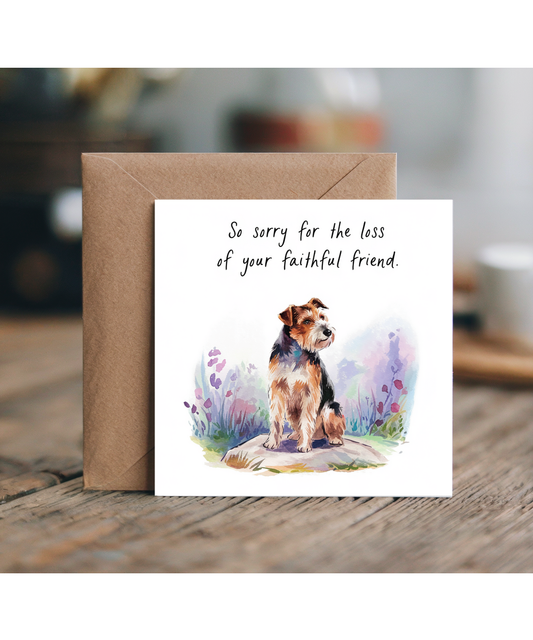 Sympathy Card for the Loss of a Pet Dog Faithful Friend Border Terrier