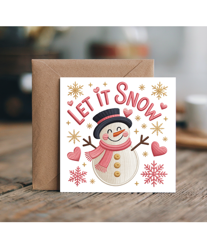 Embroidered style let it snow christmas snowman