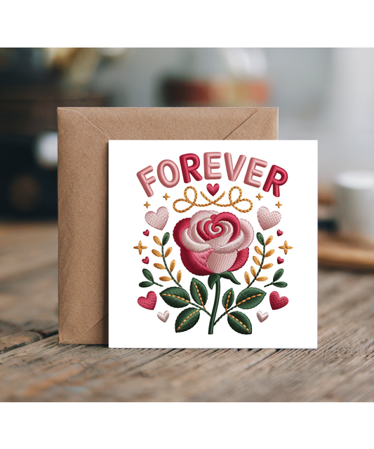 Embroidered style forever rose valentines