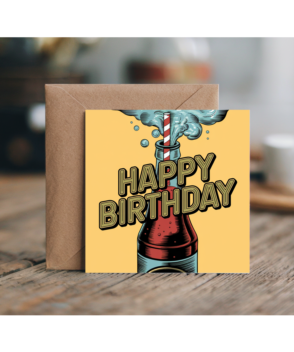 Happy Birthday Card Vintage Cola bottle