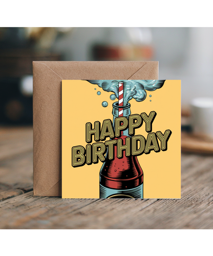 Happy Birthday Card Vintage Cola bottle
