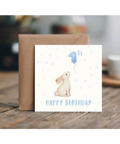 Adorable Happy first Birthday boy bunny