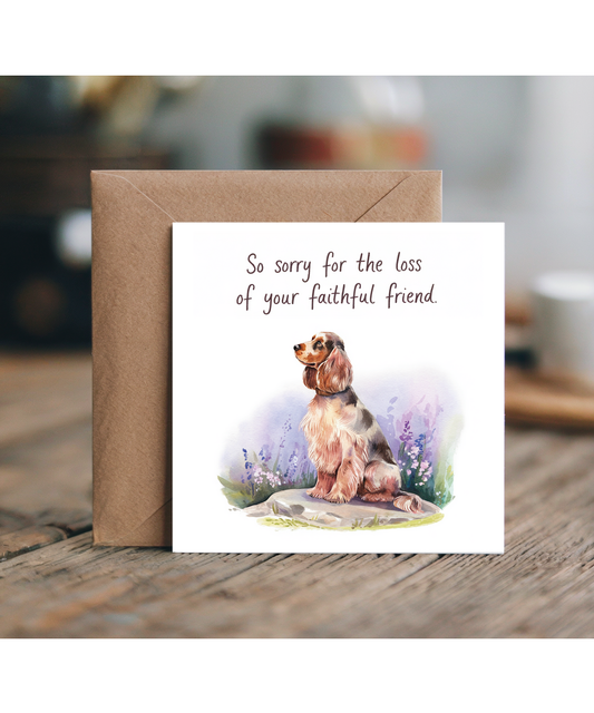 Sympathy Card for the Loss of a Pet Dog Faithful Friend Cocker Spaniel