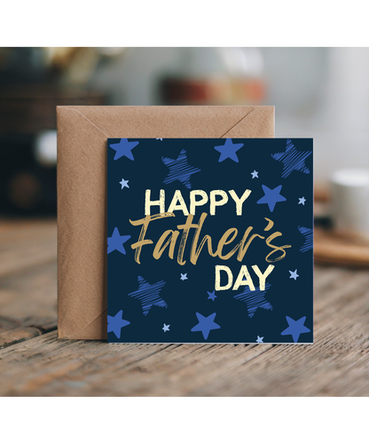 Happy Fathers Day Card for Dad Stars Design Navy Blue
