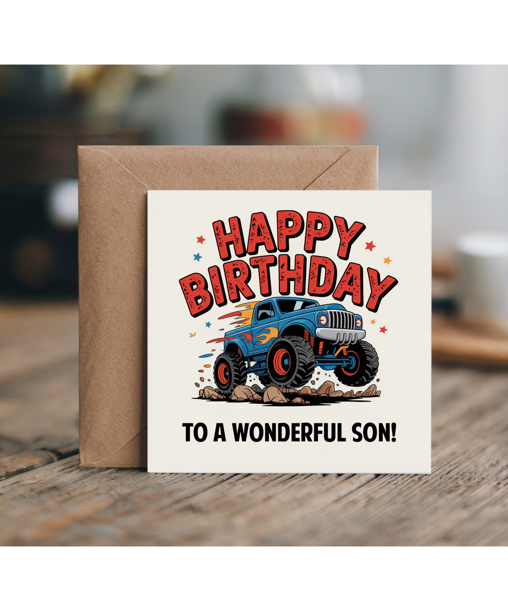 Happy Birthday Card to a Wonderful Son Cool Monster Truck