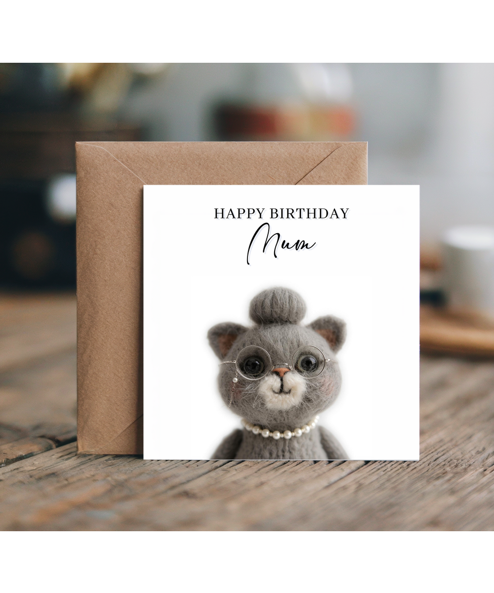 2D felt Style birthday cat mum