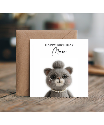 2D felt Style birthday cat mum