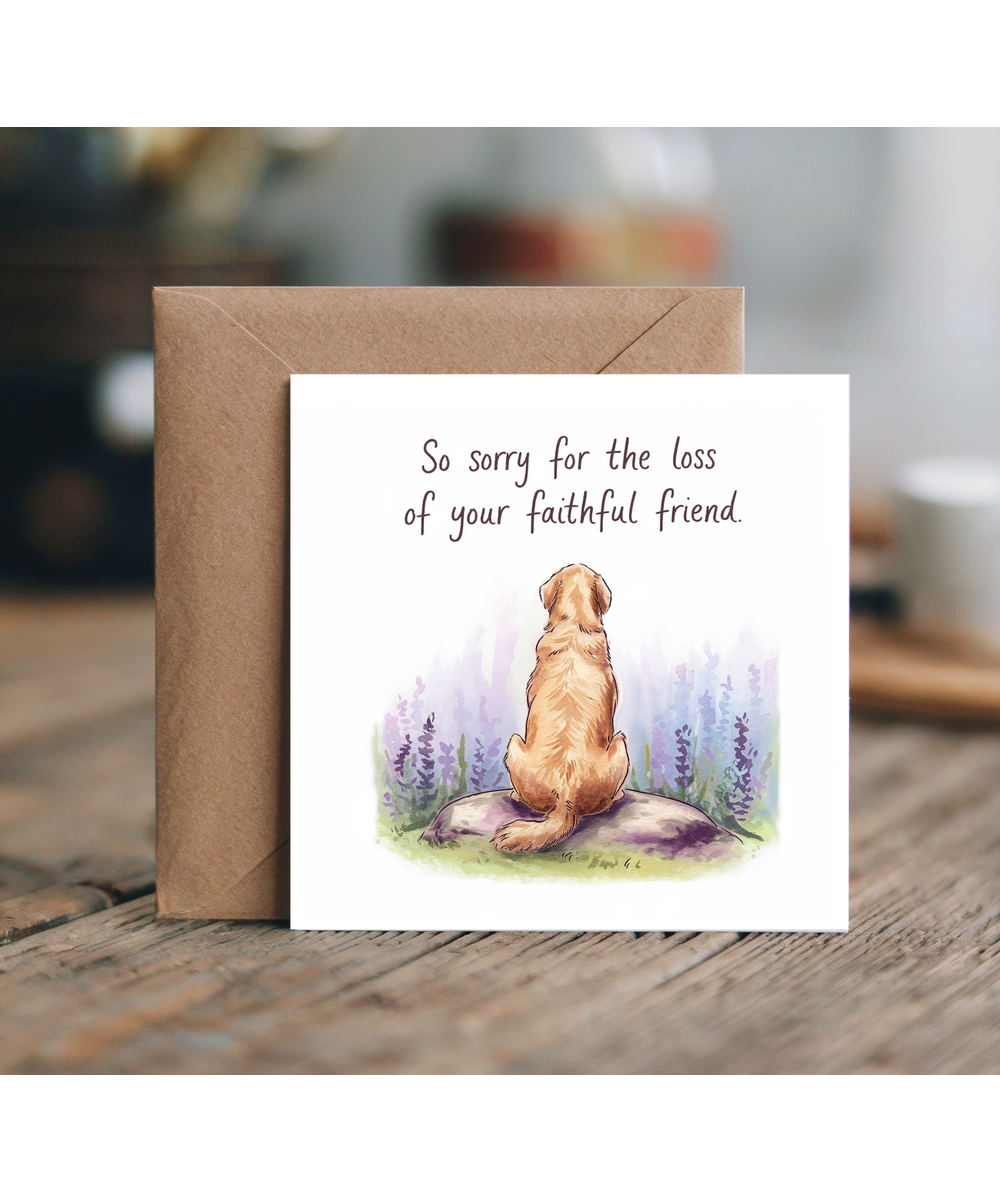 Sympathy Card for the Loss of a Pet Dog Faithful Friend Golden Retriever