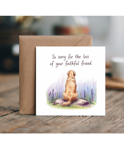 Sympathy Card for the Loss of a Pet Dog Faithful Friend Golden Retriever