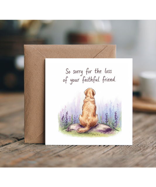 Sympathy Card for the Loss of a Pet Dog Faithful Friend Golden Retriever