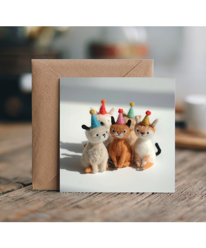 2D felt style tiny birthday cats
