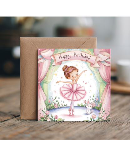Little Ballerina Birthday Card for Daughter Granddaughter Niece