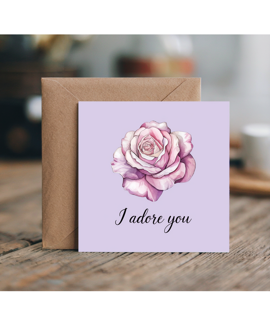 I Adore You Card valentines lilac