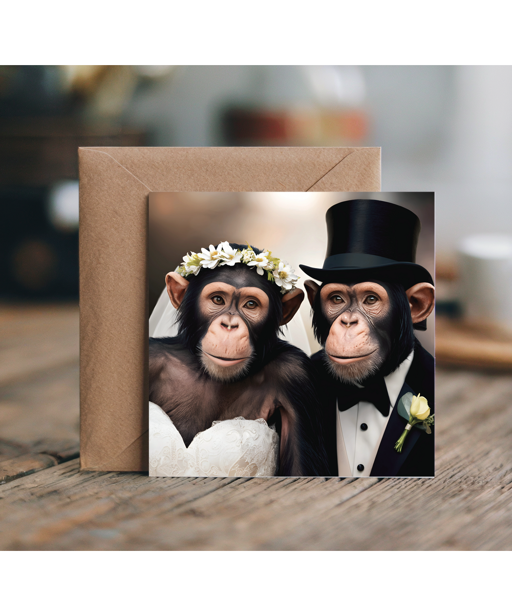 funny Chimpanzee bride and groom