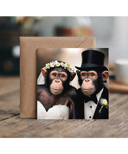 funny Chimpanzee bride and groom