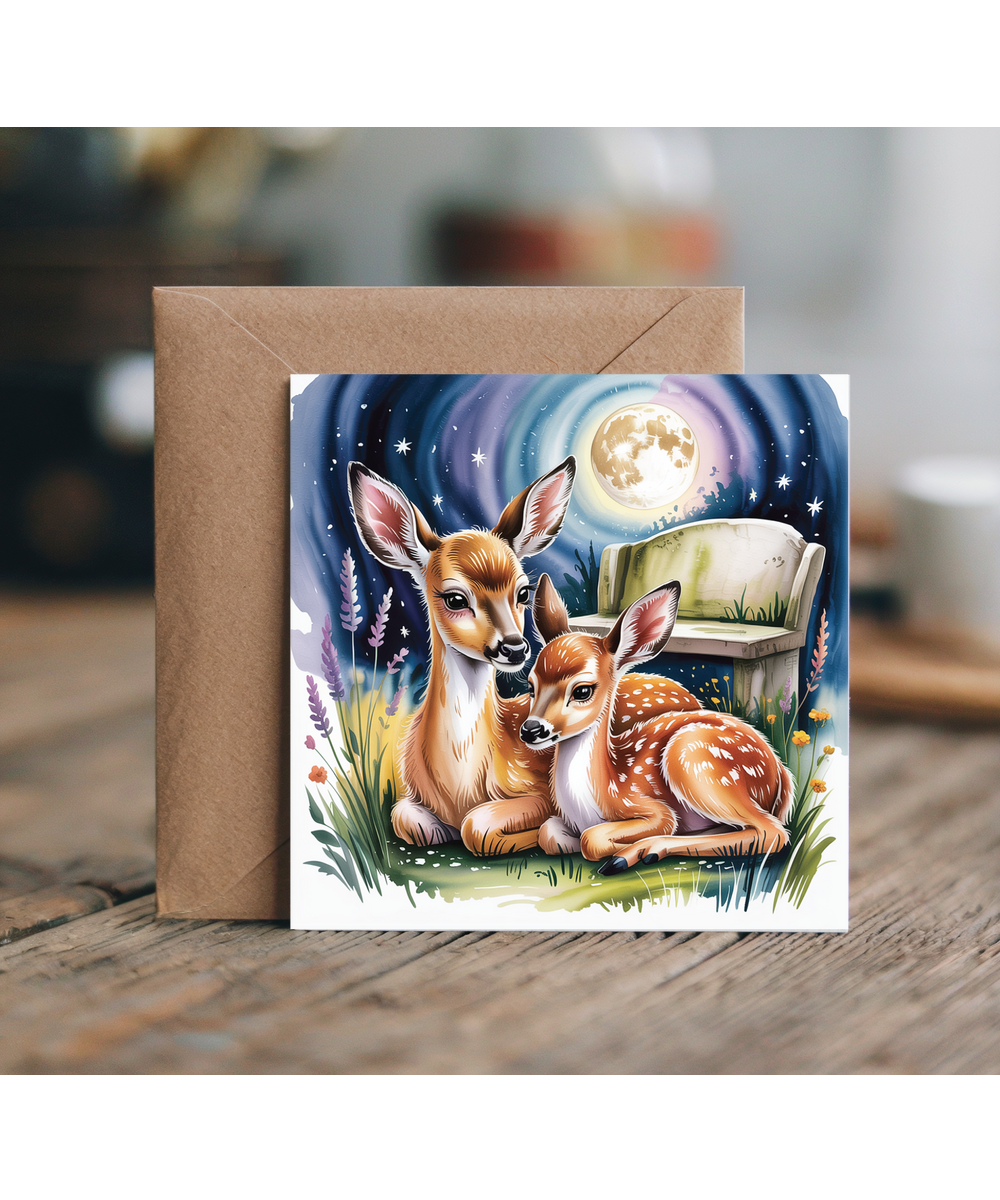 deers cuddling nightime