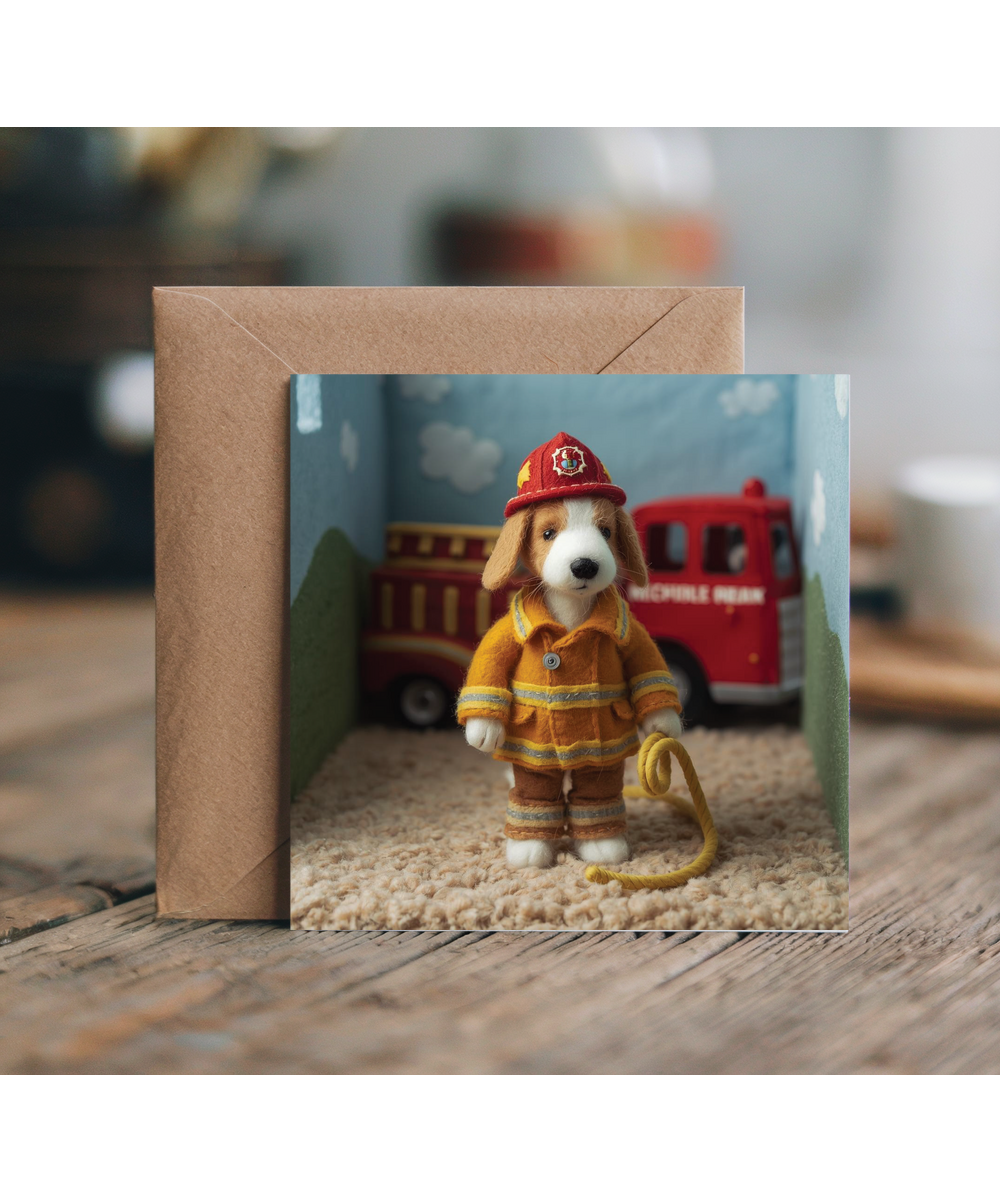 2D felt style dog firefighter
