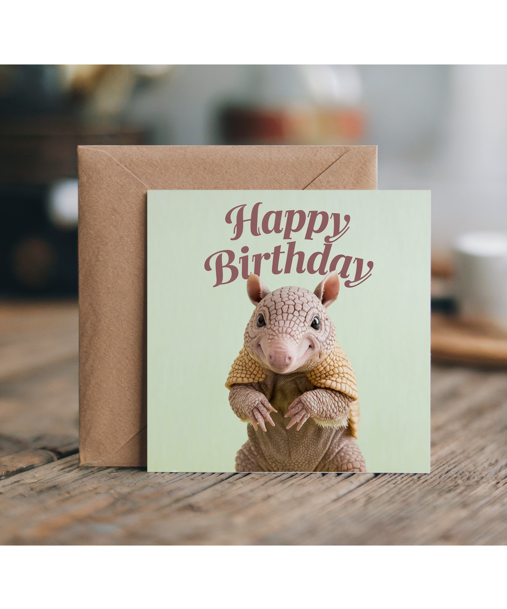 Happy Birthday card baby armadillo