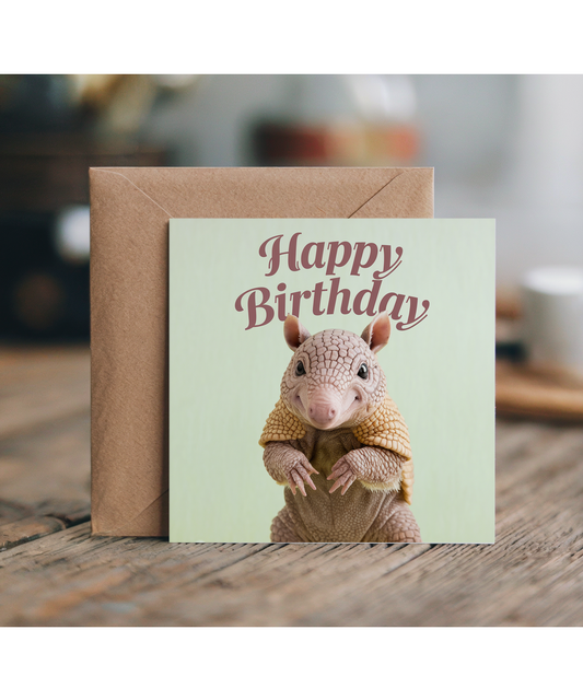 Happy Birthday card baby armadillo