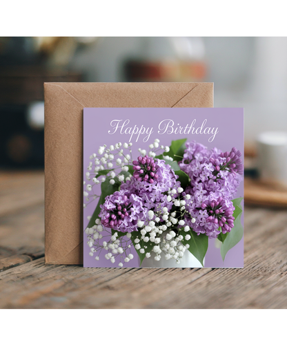 Happy Birthday Card for women Bouquet of lilacs