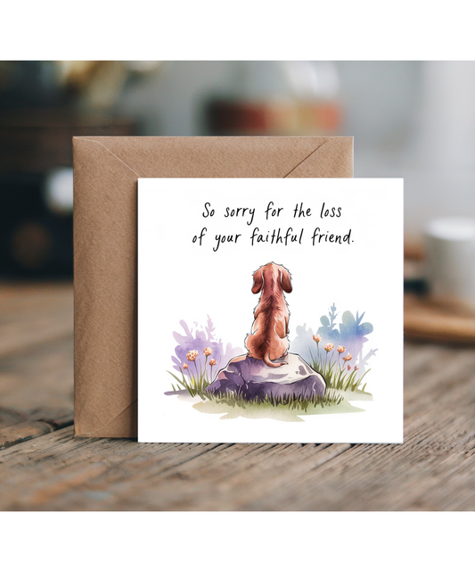 Sympathy Card for the Loss of a Pet Dog Faithful Friend Mini Shorthaired Dachshund