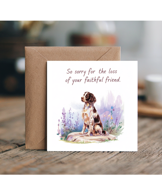 Sympathy Card for the Loss of a Pet Dog Faithful Friend English Springer Spaniel