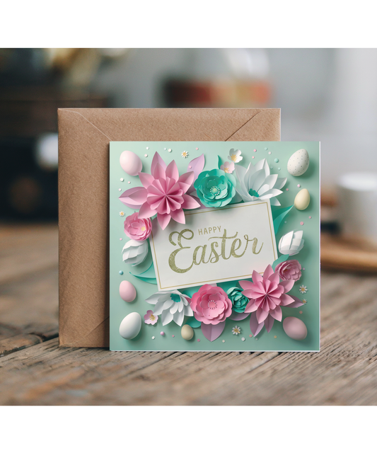 3D flowers effect and eggs happy easter
