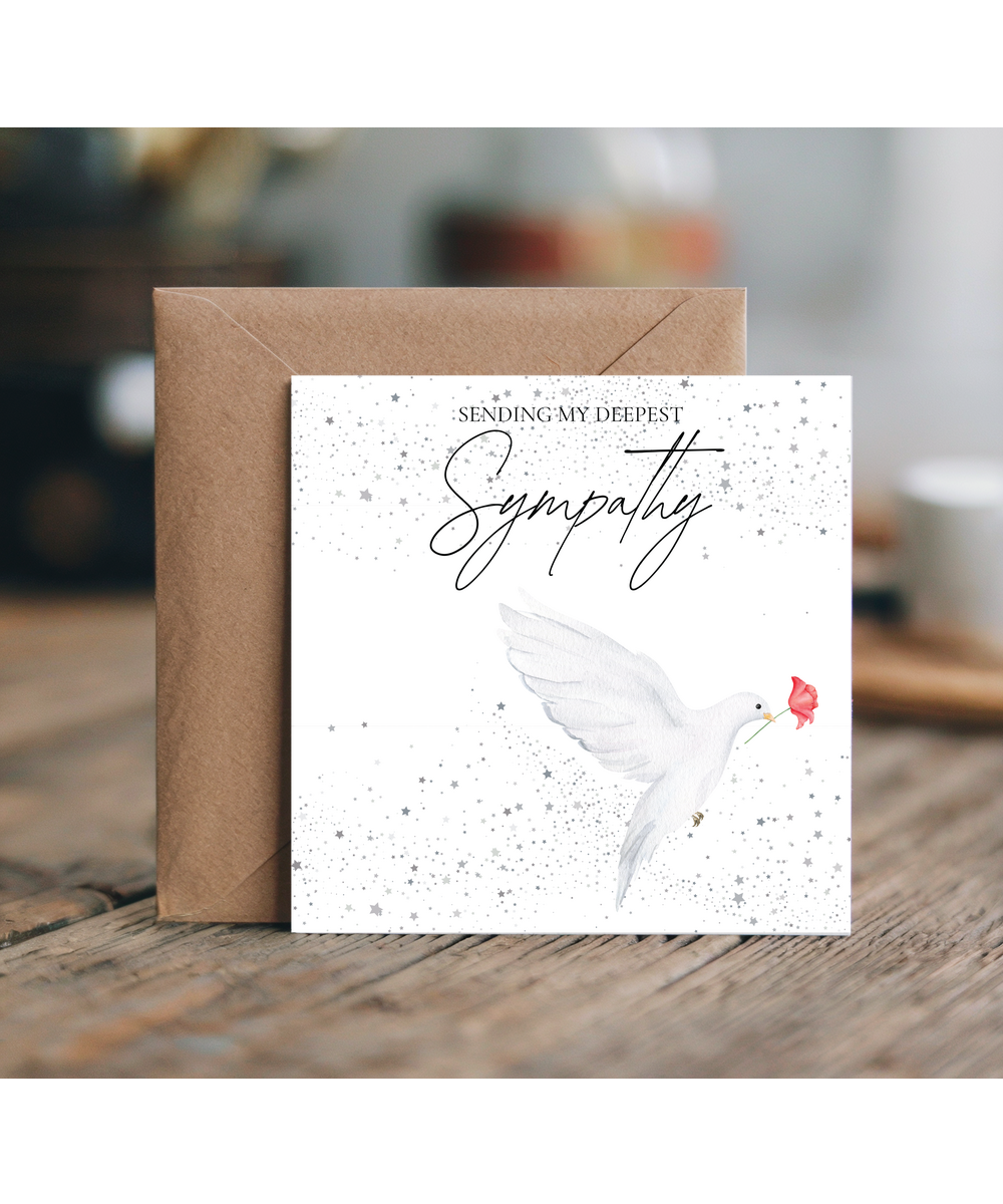 3D style dove with deepest sympathy