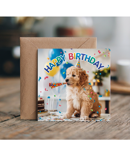 Happy Birthday golden retriever puppy