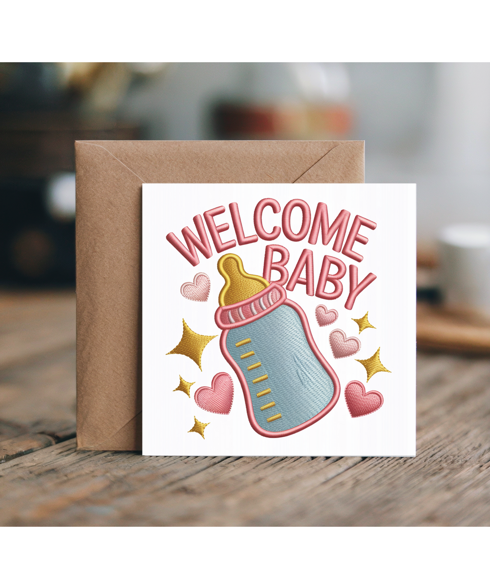 Embroidered style welcome baby