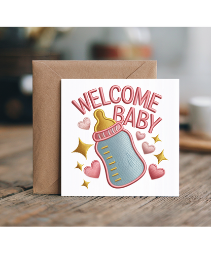 Embroidered style welcome baby