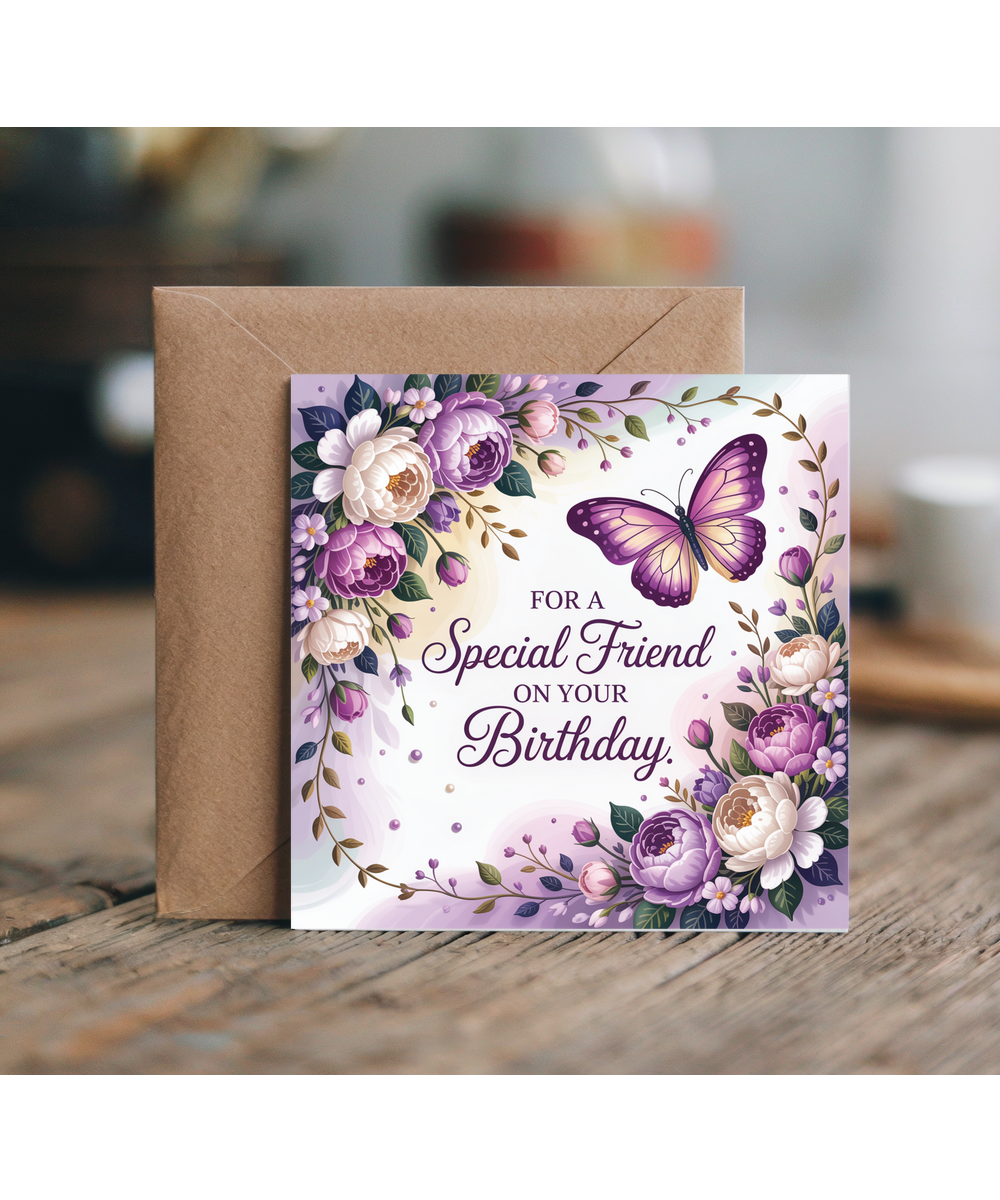 Purple Butterfly and Flowers for a special friend