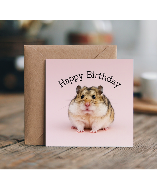Happy Birthday card hamster chubby cheeks
