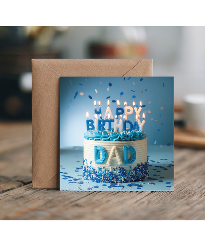 Happy Birthday card dad blue cake