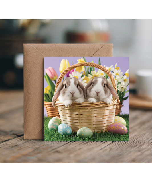 adorable bunnies in easter basket