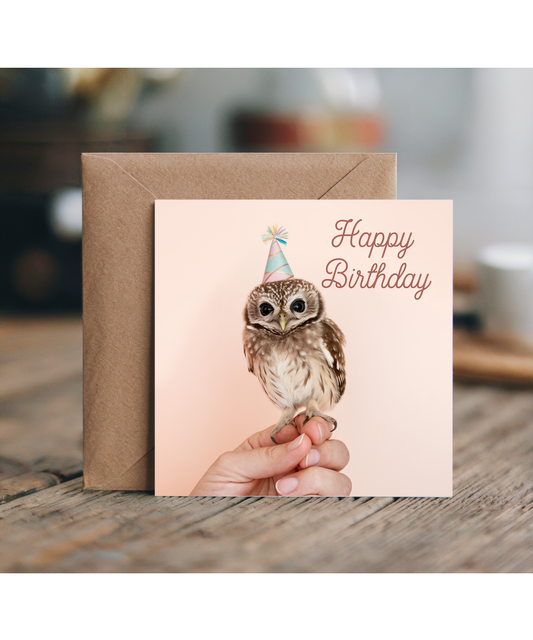Happy Birthday card mini owl