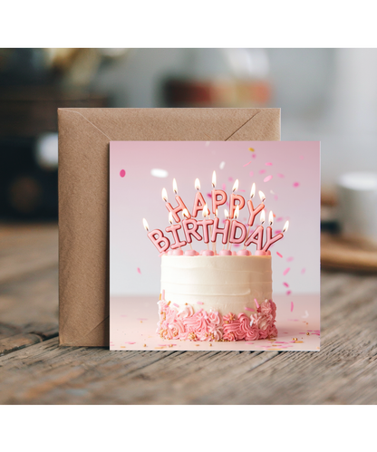 birthday card happy birthday pink cake
