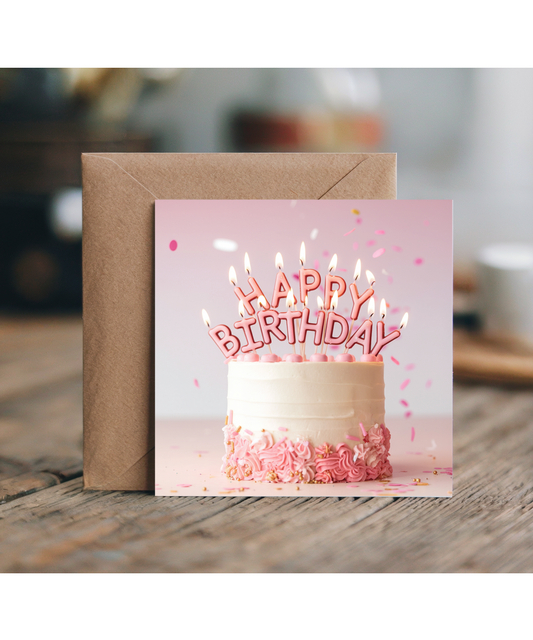 birthday card happy birthday pink cake