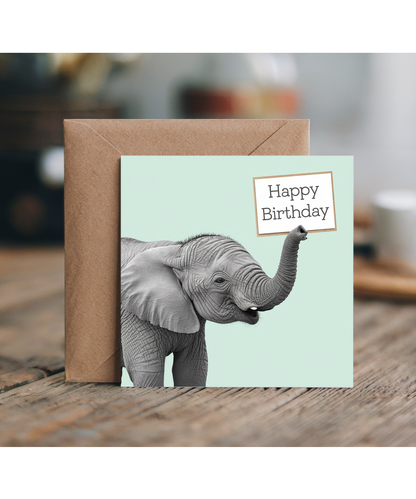 Happy Birthday card elephant sign cute